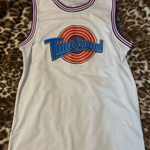 White Tune Squad Jersey with Blue and Red Accents